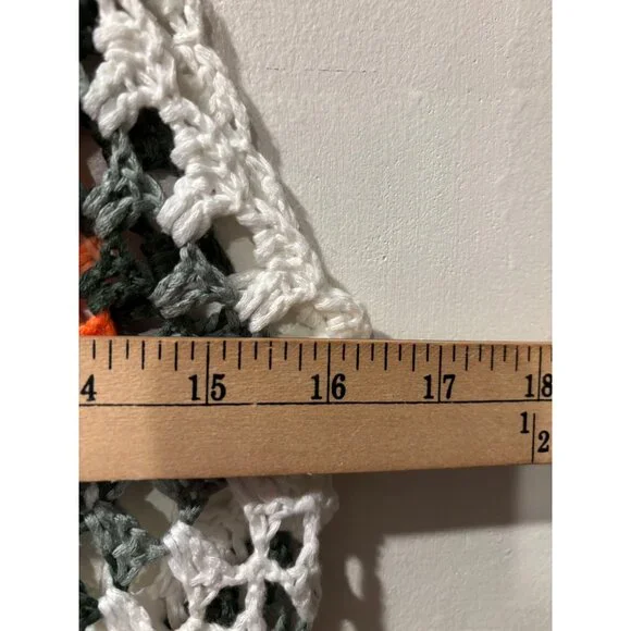 Handmade Crochet Fringe Boho Crop Top With Multicolor Diamond Pattern - Picture 7 of 9